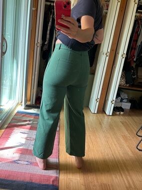 Mollusk High-Waist Wide Leg Pants in Forest Green
